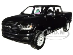 2019 RAM 1500 Laramie Crew Cab Pickup Truck Black 1/24 Diecast Model Car Motormax 79357