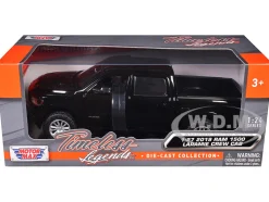 2019 RAM 1500 Laramie Crew Cab Pickup Truck Black 1/24 Diecast Model Car Motormax 79357