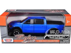 2019 RAM Rebel 1500 Crew Cab Pickup Truck Blue Metallic American Classics Series 1/24 1/27 Diecast Model Car Motormax 79358BL