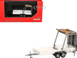 Road Maintenance Trailer White with Striped Top 1/87 (HO) Plastic Model by Promotex