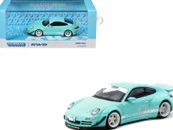 RWB 997 "Lomianki" Light Blue with White Stripes "Hobby64" Series 1/64 Diecast Model Car by Tarmac Works