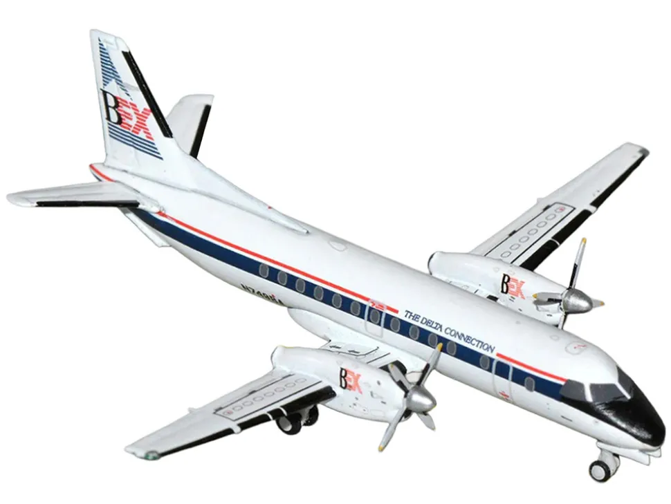 Saab 340A Commercial Aircraft "Business Express Airlines - The Delta Connection" (N749BA) White with Blue and Red Stripes 1/400 Diecast Model Airplane by GeminiJets