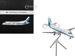 Saab 340A Commercial Aircraft "Eastern Express/Bar Harbor" (N407BH) White with Blue Stripes "Gemini 200" Series 1/200 Diecast Model Airplane by GeminiJets