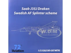 Saab J35J Draken Fighter Aircraft "Splinter Camouflage Scheme, F 18 Sodertorn Wing" (1972) Swedish Air Force 1/72 Diecast Model Airplane by Aviation 72