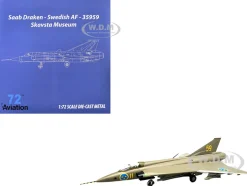 Saab S35 Draken Fighter Aircraft "59, F 11 Wing, Skavsta Museum" (1979) Swedish Air Force 1/72 Diecast Model Airplane by Aviation 72