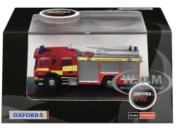 Scania Pump Ladder Fire Engine "Surrey Fire and Rescue" Red with Yellow Stripes 1/148 (N) Scale Diecast Model Car by Oxford Diecast