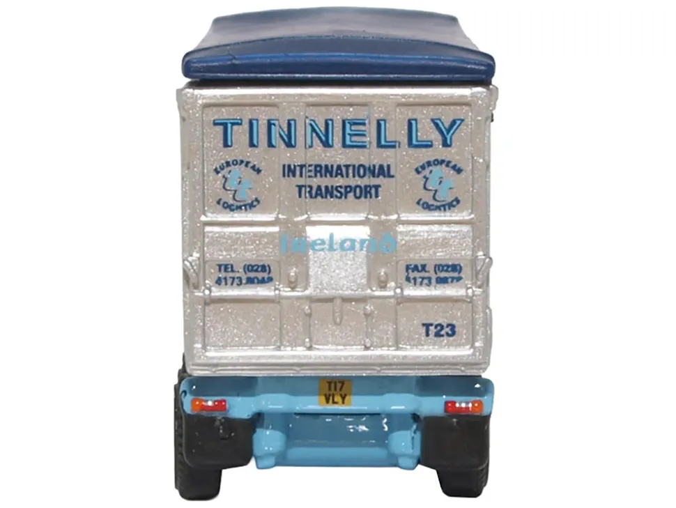 Scania T-Cab Truck RHD (Right Hand Drive) with Covered Dump Trailer "Tinnelly" White with Blue Graphics 1/148 (N) Scale Diecast Model Car by Oxford Diecast