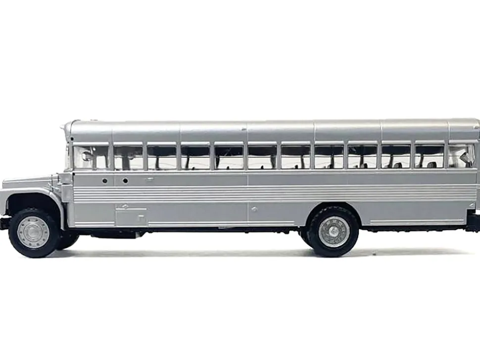 School Bus Silver Metallic 1/87 (HO) Plastic Model by Promotex