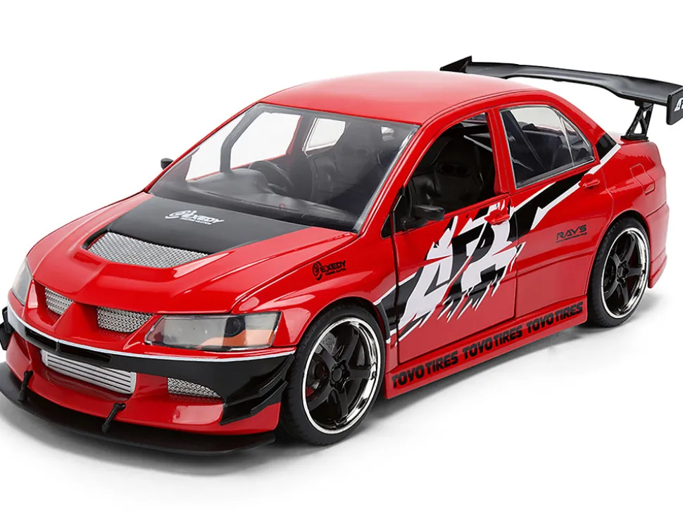 Sean's Mitsubishi Lancer Evolution IX RHD (Right Hand Drive) Red with Graphics "The Fast and the Furious: Tokyo Drift" (2006) Movie "Fast & Furious 25 Years" Series 1/24 Diecast Model Car by Jada