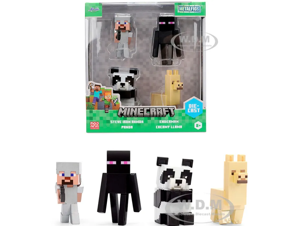 Set of 4 Diecast Figures "Minecraft" Video Game Wave 6 "Metalfigs" Series Diecast Models by Jada
