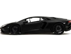 Shaw's Lamborghini Aventador Matt Black "Furious 7" (2015) Movie "Fast & Furious" Series 1/24 Diecast Model Car by Jada
