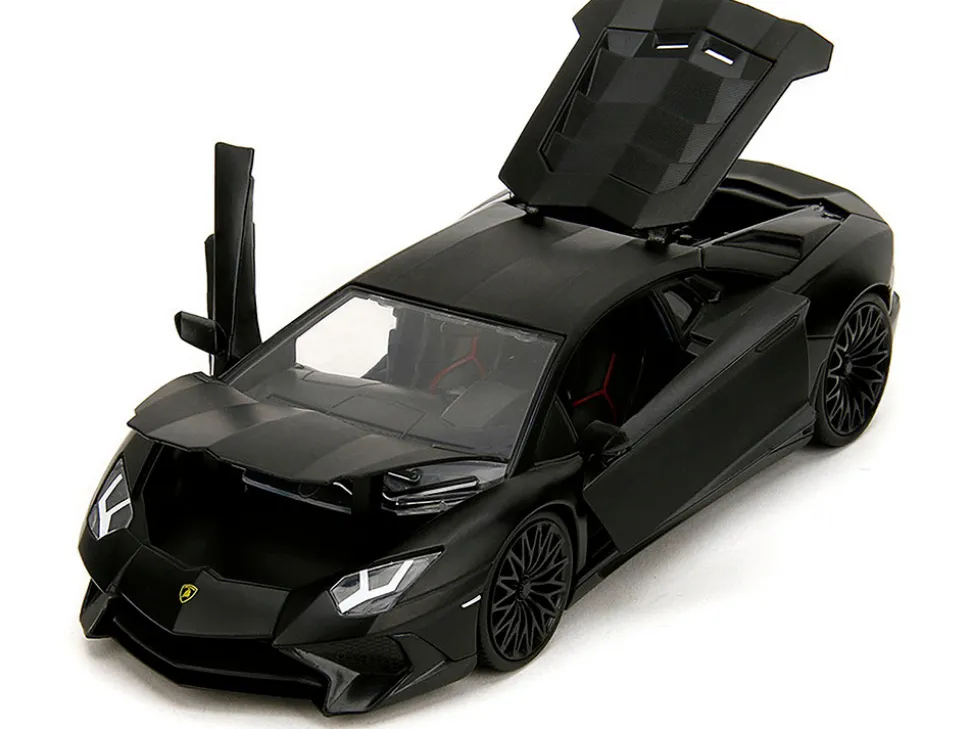 Shaw's Lamborghini Aventador Matt Black "Furious 7" (2015) Movie "Fast & Furious" Series 1/24 Diecast Model Car by Jada