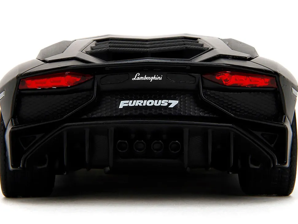 Shaw's Lamborghini Aventador Matt Black "Furious 7" (2015) Movie "Fast & Furious" Series 1/24 Diecast Model Car by Jada