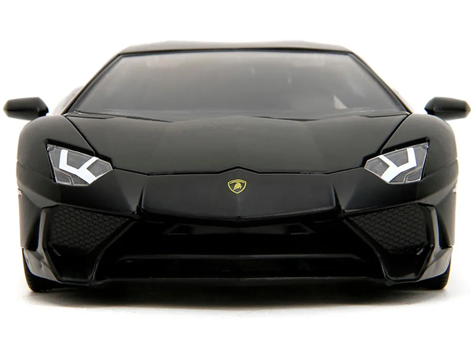 Shaw's Lamborghini Aventador Matt Black "Furious 7" (2015) Movie "Fast & Furious" Series 1/24 Diecast Model Car by Jada