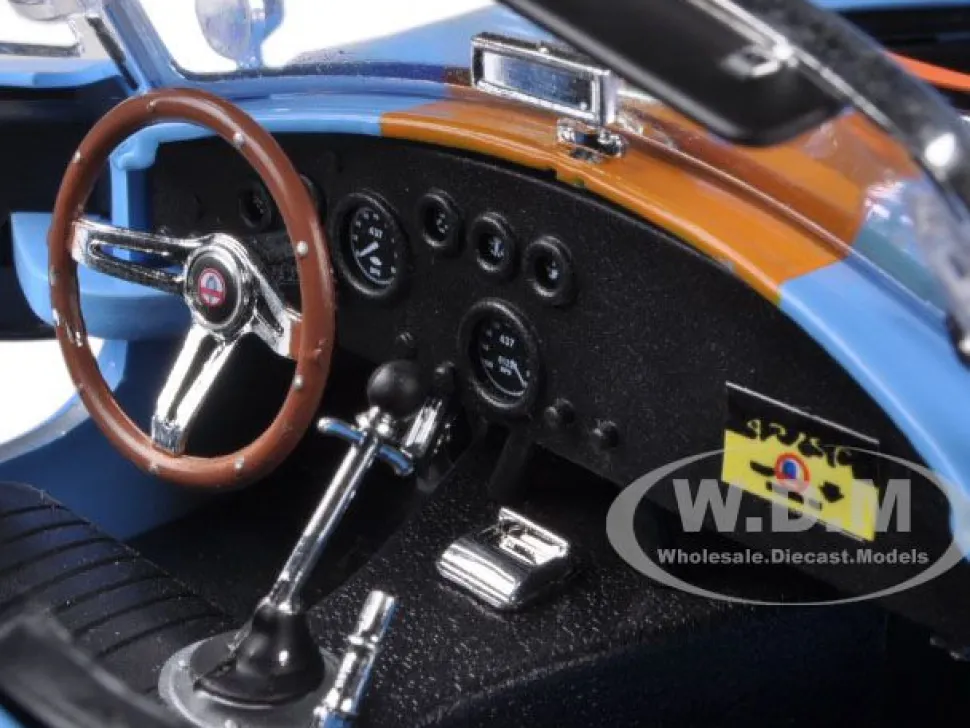 1965 Shelby Cobra 427 S/C Blue With Orange Stripes 1/18 Diecast Model Car Shelby Collectibles 129