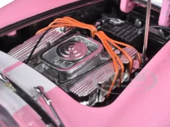 1965 Shelby Cobra 427 S/C Pink With Printed Carroll Shelby Signature On The Trunk 1/18 Diecast Car Model Shelby Collectibles 114