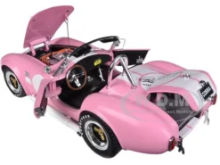 1965 Shelby Cobra 427 S/C Pink With Printed Carroll Shelby Signature On The Trunk 1/18 Diecast Car Model Shelby Collectibles 114