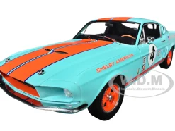 1967 Shelby GT500 #4 "Gulf Racing Tribute" Light Blue with Orange Stripes 1/18 Diecast Model Car by Solido