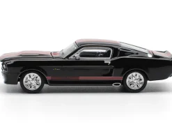 Shelby Mustang GT500 Dark Chrome with Red Stripes 1/64 Diecast Model Car by Pop Race