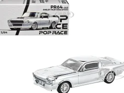 Shelby Mustang GT500 Silver Chrome 1/64 Diecast Model Car by Pop Race