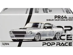 Shelby Mustang GT500 Silver Chrome 1/64 Diecast Model Car by Pop Race