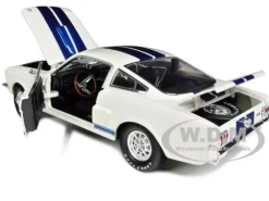 1966 Shelby Mustang GT 350 White with Blue Stripes 1/18 Diecast Car Model Shelby Collectibles SC160