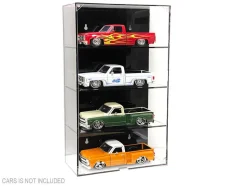 Showcase 4 Car Display Case Wall Mount with Black Back Panel Mijo Exclusives for 1/24 1/25 Scale Models MJ1019BK