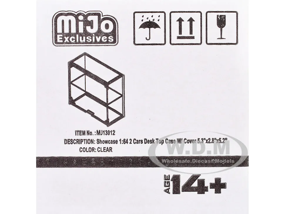 Showcase 2 Cars Desk Top Display Case with Cover "Mijo Exclusives" for 1/64 Scale Models