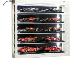 Showcase Wall Mount 5 Tier Display Case White with Mirror Back Panel Mijo Exclusives 1/64-1/43 Scale Models MJ8850MW