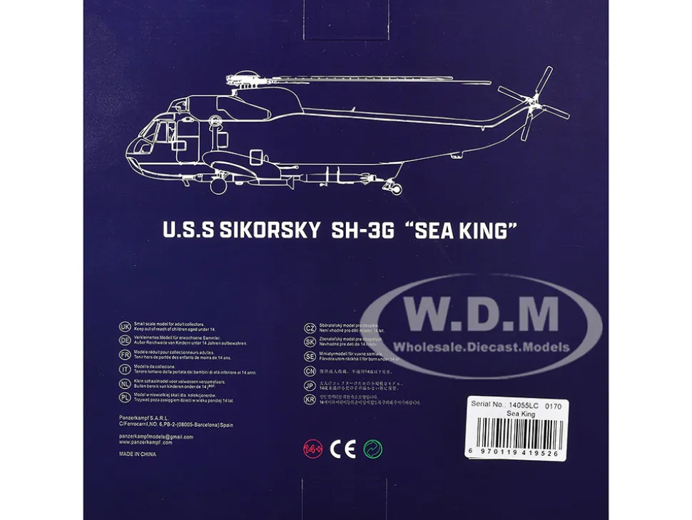 Sikorsky SH-3G Sea King Helicopter "149925/UA 26, Fleet Composite Squadron 1, Blue Alii, NAS Barbers Point, Hawaii" (1970s) United States Navy 1/72 Diecast Model by Legion