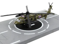 Sikorsky UH 60 Black Hawk Helicopter Olive Drab United States Army with Runway Section Diecast Model Runway24 RW060