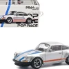 Singer 964 Silver Metallic with Blue and Red Stripes 1/64 Diecast Model Car by Pop Race