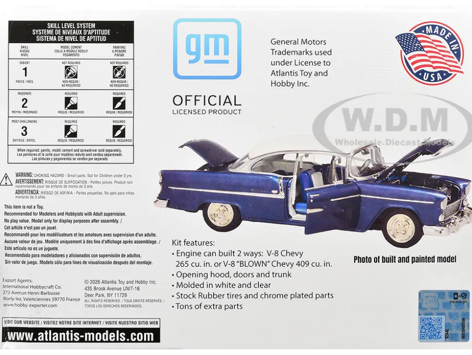 Skill 3 Model Kit 1955 Chevrolet Bel Air Hardtop "Route 66" 1/25 Scale Model by Atlantis