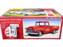Skill 3 Model Kit 1955 Chevrolet Cameo Pickup Truck Coca Cola Vintage Vending Machine and Dolly 1/25 Scale Model AMT AMT1094