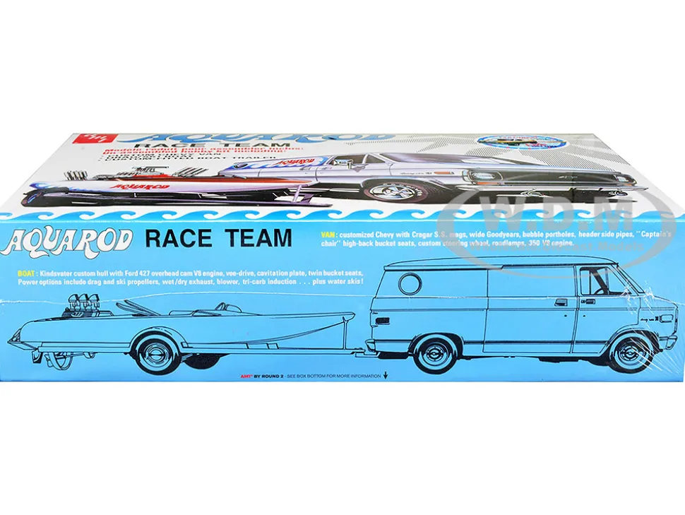 Skill 2 Model Kit Chevrolet Custom Van Drag/Ski Boat Trailer Aqua Rod Race Team 1/25 Scale Model AMT AMT1338Skill 2 Model Kit Chevrolet Custom Van Drag/Ski Boat Trailer Aqua Rod Race Team 1/25 Scale Model AMT AMT1338