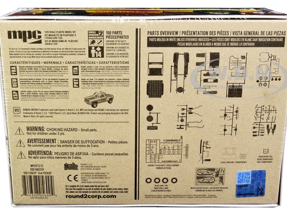 Skill 2 Model Kit 1981 Chevrolet 4x4 Stepside Pickup Truck Sod Buster 1/25 Scale Model MPC MPC972