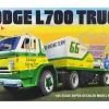 Skill 3 Model Kit 1966 Dodge L700 Truck with Flatbed Racing Trailer 1/25 Scale Model AMT AMT1368