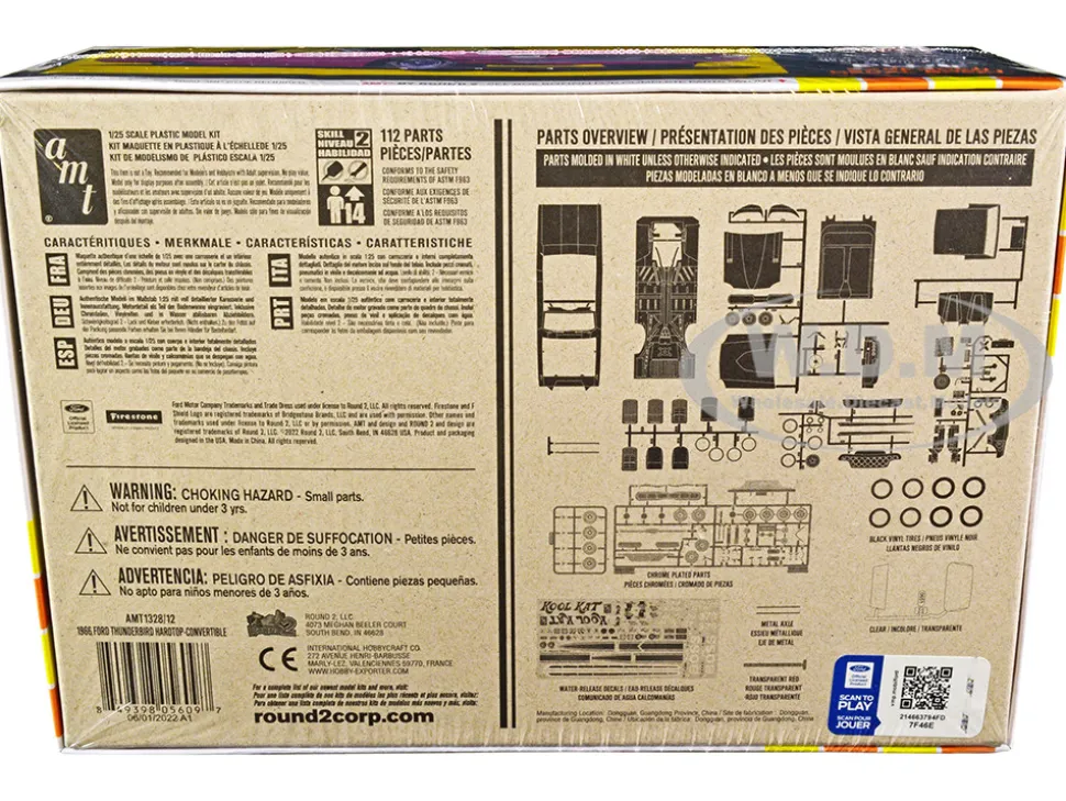 Skill 2 Model Kit 1966 Ford Thunderbird Hardtop Convertible 3 in 1 Kit 1/25 Scale Model AMT AMT1328