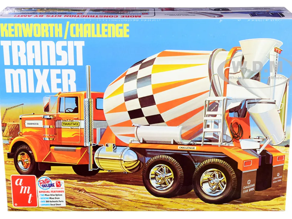 Skill 3 Model Kit Kenworth Challenge Transit Cement Mixer Truck 1/25 Scale Model AMT AMT1215