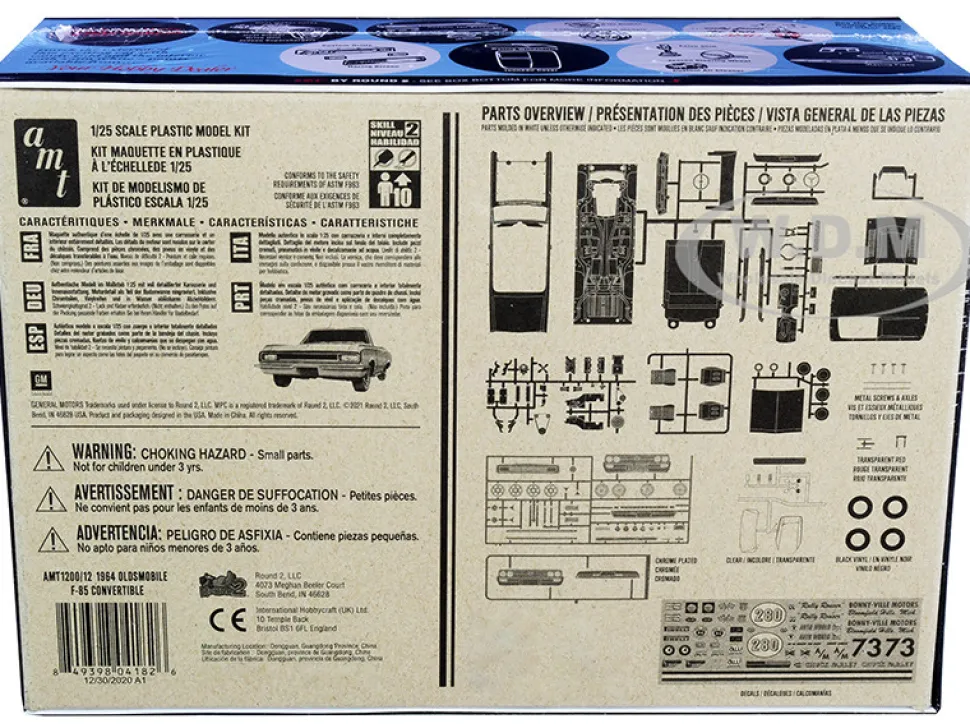Skill 2 Model Kit 1964 Oldsmobile Cutlass F-85 Convertible 3-in-1 Kit 1/25 Scale Model AMT AMT1200
