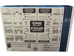 Skill 3 Model Kit White Freightliner SD/DD Truck Tractor 2 in 1 Kit Display Base 75th Freightliner Anniversary Commemorative Edition 1/25 Scale Model AMT AMT1046