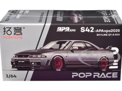Skyline GT-R (R33) RHD (Right Hand Drive) Chameleon Chrome with Carbon Hood "APA XPO 2025 Exclusive" 1/64 Diecast Model Car by Pop Race