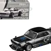 Skyline GT-R V8 Drift "Hakosuka" RHD (Right Hand Drive) Silver Chrome with Black Hood and Top 1/64 Diecast Model Car by Pop Race