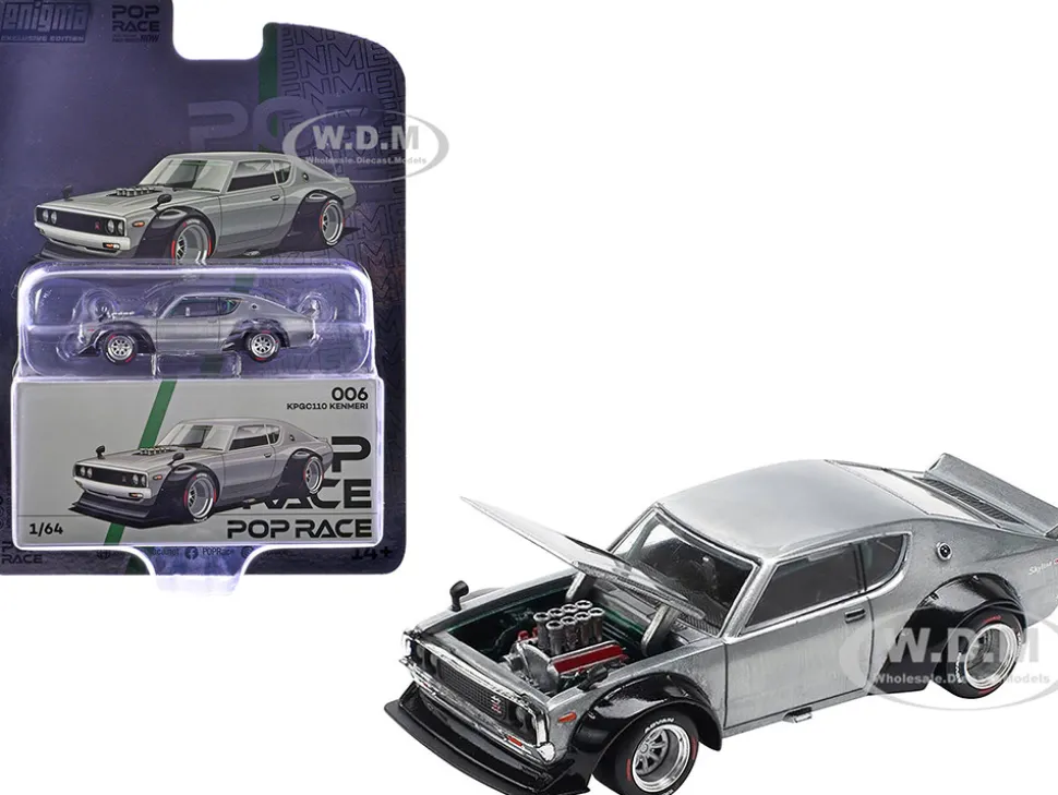 Skyline KPGC110 "Kenmeri" RHD (Right Hand Drive) Raw Metal "Enigma Exclusive Edition" 1/64 Diecast Model Car by Pop Race