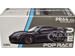 992 Stinger GTR Carbon Edition with Blue Stripe 1/64 Diecast Model Car by Pop Race