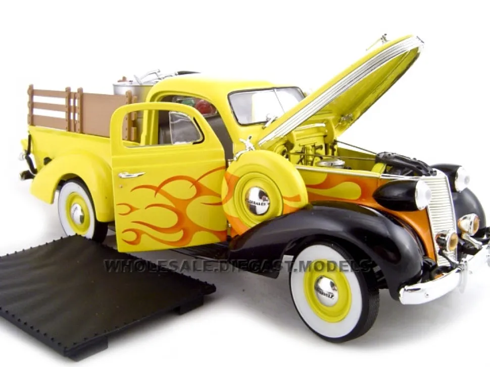 1937 Studebaker Pickup Yellow With Accessories 1/24 Diecast Car Unique Replicas 18566