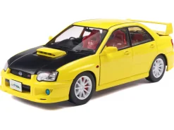 2003 Subaru Impreza WRX STI RHD (Right Hand Drive) Yellow with Carbon Hood 1/18 Diecast Model Car by Solido