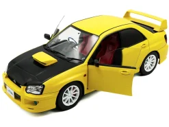 2003 Subaru Impreza WRX STI RHD (Right Hand Drive) Yellow with Carbon Hood 1/18 Diecast Model Car by Solido