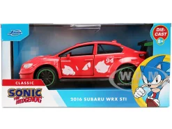2016 Subaru WRX STI Red with "Knuckles" Graphics "Sonic the Hedgehog" (1991) Video Game "Hollywood Rides" Series 1/32 Diecast Model Car by Jada