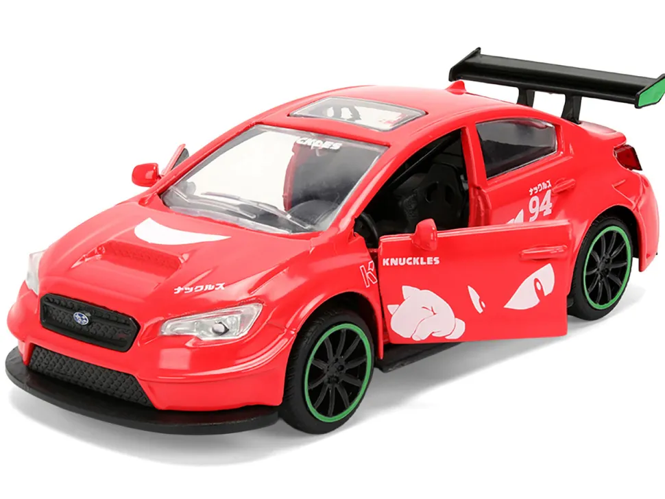 2016 Subaru WRX STI Red with "Knuckles" Graphics "Sonic the Hedgehog" (1991) Video Game "Hollywood Rides" Series 1/32 Diecast Model Car by Jada